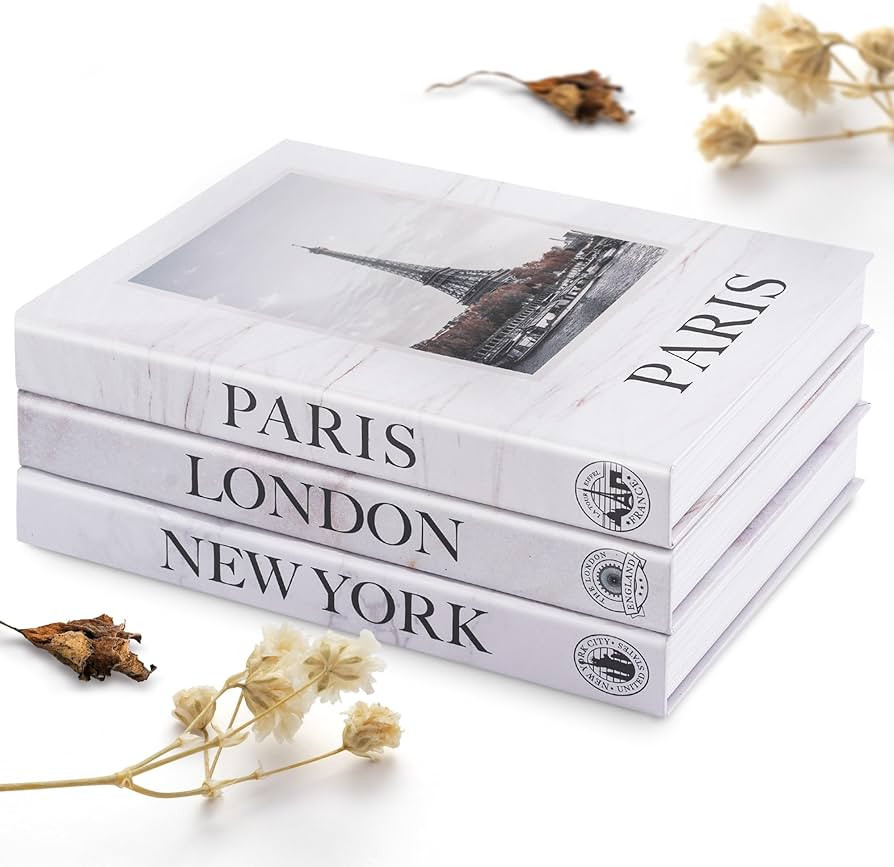 Fake Books for Decoration - Set of 3 Decorative Books for Home Decor (London/Paris/New York), Fau... | Amazon (US)
