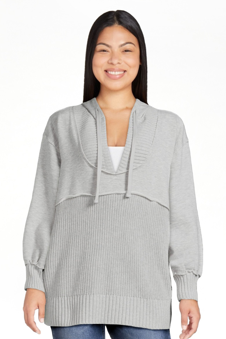 Time and Tru Women's Mixed Media Hoodie, Sizes S-3XL | Walmart (US)