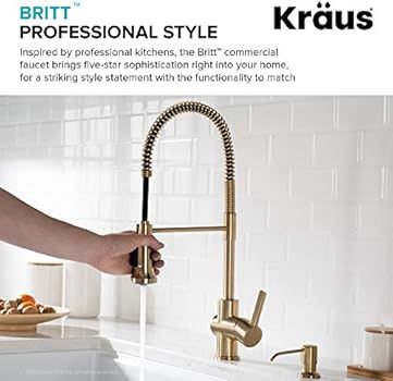KRAUS KPF-1690SFACB Britt Commercial Style Kitchen Faucet, Spot Free Antique Champagne Bronze | Amazon (US)