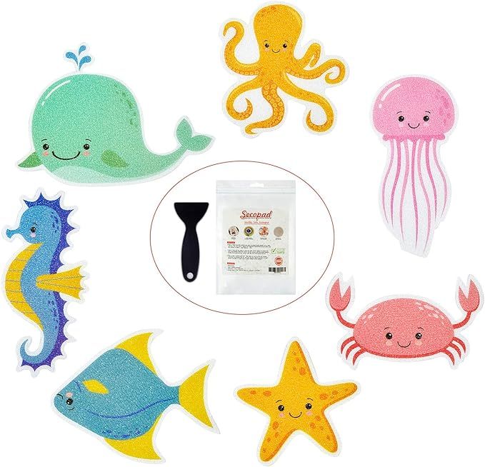 Secopad Non Slip Bathtub Stickers, 14 PCS Large Sea Adhesive Kids Anti Slip Decal Threads for Sho... | Amazon (US)
