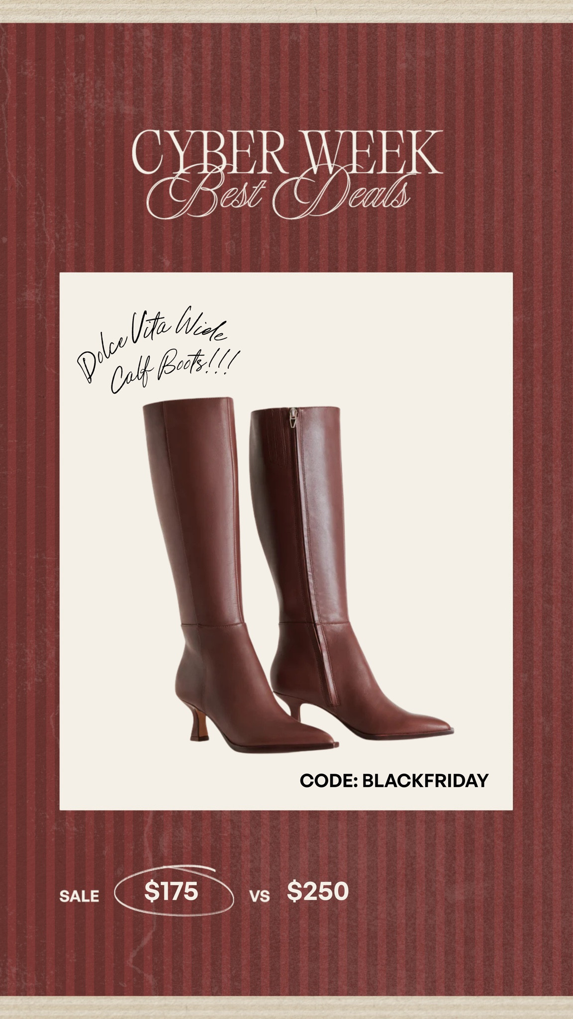 Last day for dolce vita 30% off! Use code: BLACKFRIDAY. I wear the extra wide calf 

#LTKSaleAlert #LTKMidsize #LTKCyberWeek