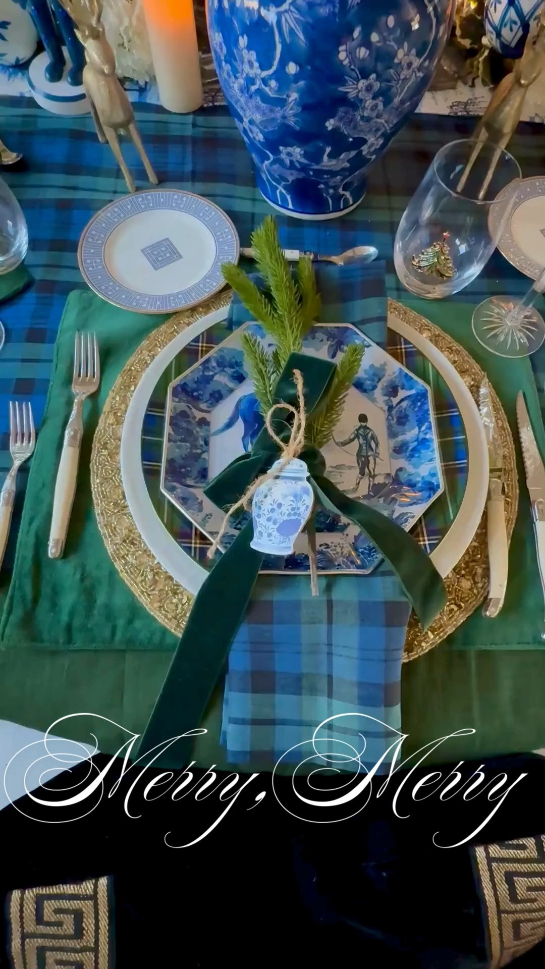 Christmas tablescape in black watch plaid, Ralph Lauren inspired, formal set table, Chinoiserie vases, faux flower garland and Christmas decor touches. 

 

#LTKHoliday #LTKSeasonal #LTKHome