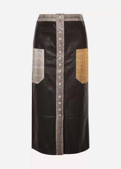 By Malene Birger - Amalin Watersnake-trimmed Leather Midi Skirt - Black | NET-A-PORTER (UK & EU)