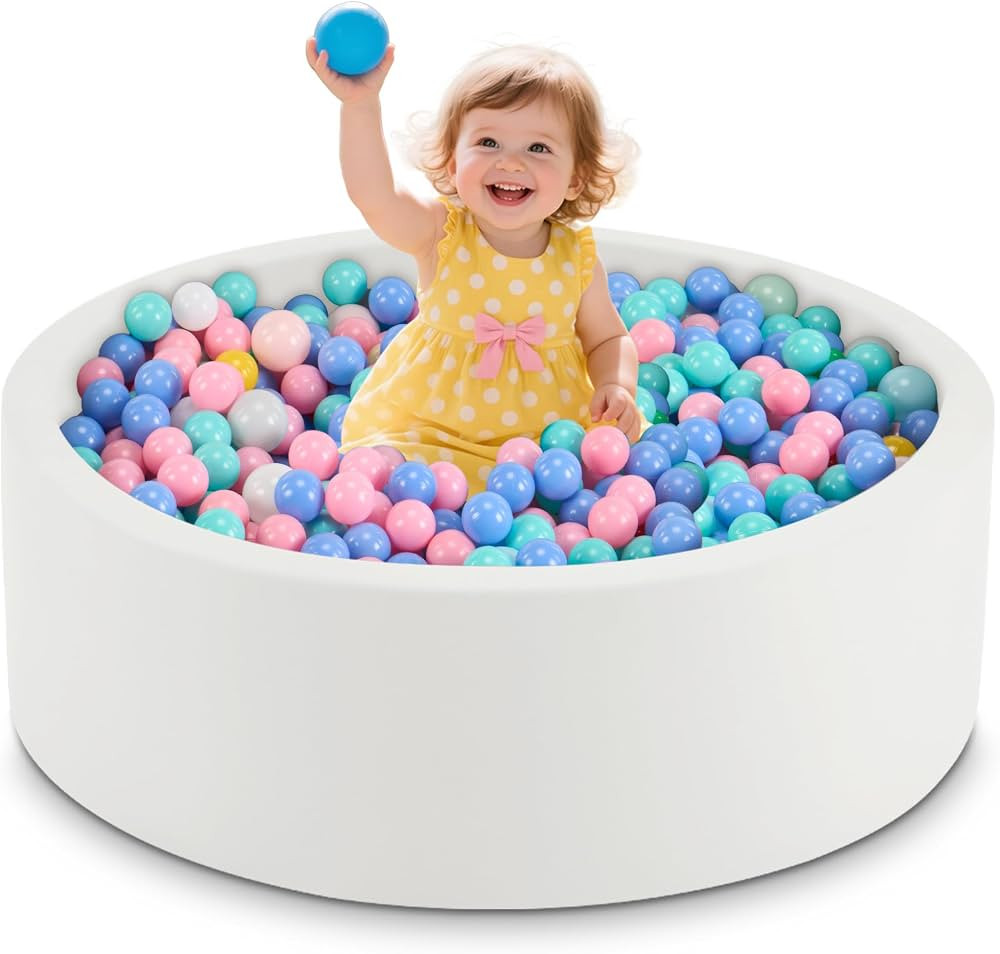 35.4" x 11.8" Foam Ball Pit for Toddlers, Baby Round Balls Pool for Babies 1-3, Kids Play Ball Pi... | Amazon (US)