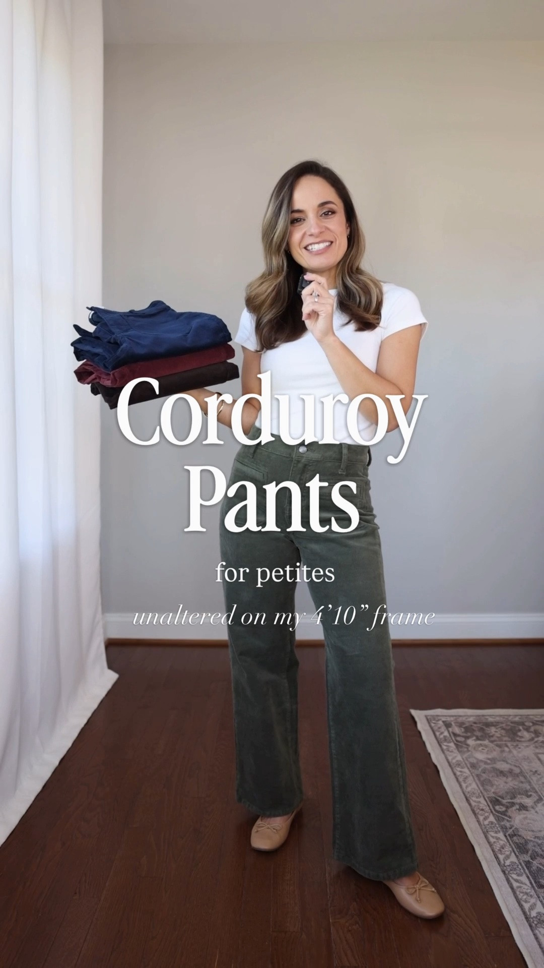 A closer look at the corduroy pants I styled in the capsule, plus a few different options to choose from. 

BR Factory: petite 24 / 10” rise / 27.5” inseam / true to size 
LOFT Palmer: petite 00 / 10” rise / 27.5” inseam / true to size
Madewell Wide Leg: 24 short / 10.5” rise (I measured 10 3/4”) / 28” inseam / runs slim across hips 
BR Factory Straight: petite 24 / 10” rise / 27” inseam/ true to size

#LTKPetite