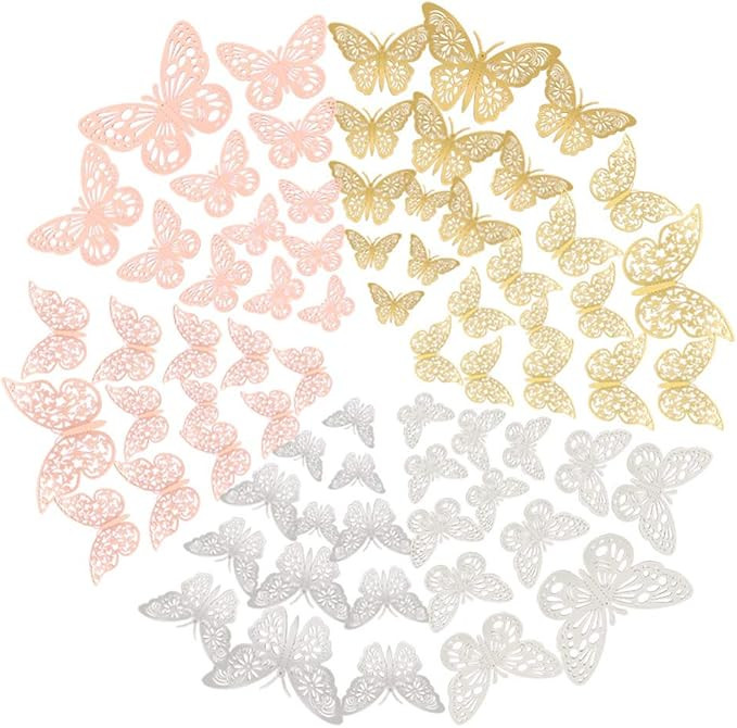 FOMTOR 3D Butterfly Wall Decor Paper Gold Butterflies Butterfly Cake Decorations for Cake Decorat... | Amazon (US)