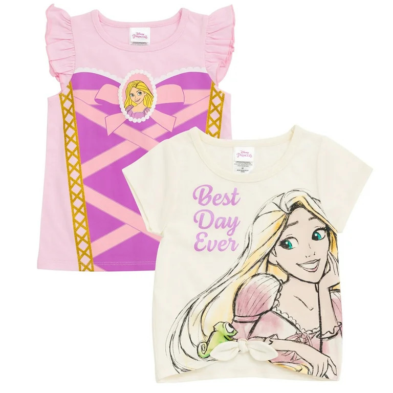 Disney Princess Rapunzel 2 Pack T-Shirts Toddler to Big Kid | Walmart (US)