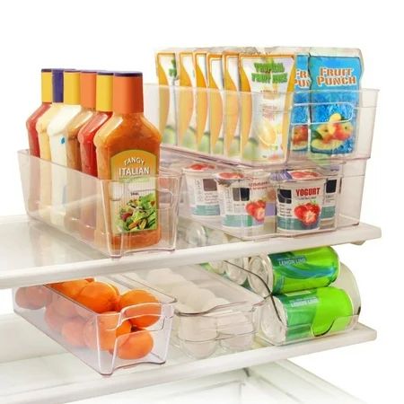 Greenco 6 Piece Refrigerator And Freezer Stackable Clear Storage Organizer Bins With Handles | Walmart (US)