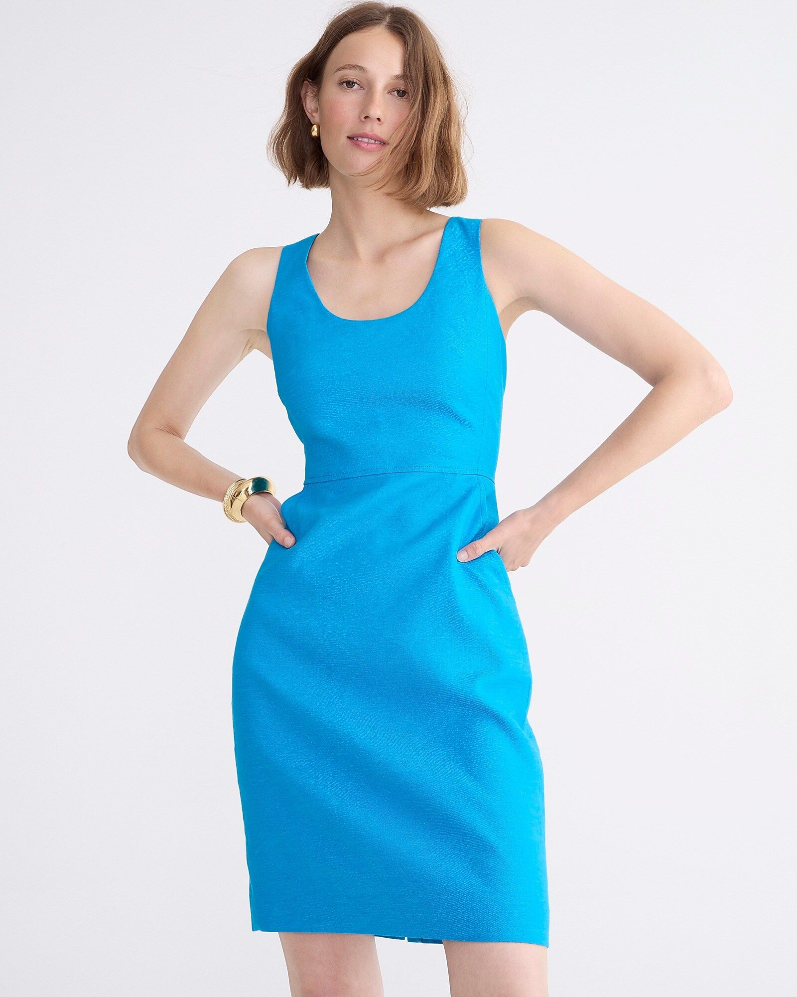 Scoopneck resume dress in stretch linen blend | J.Crew US
