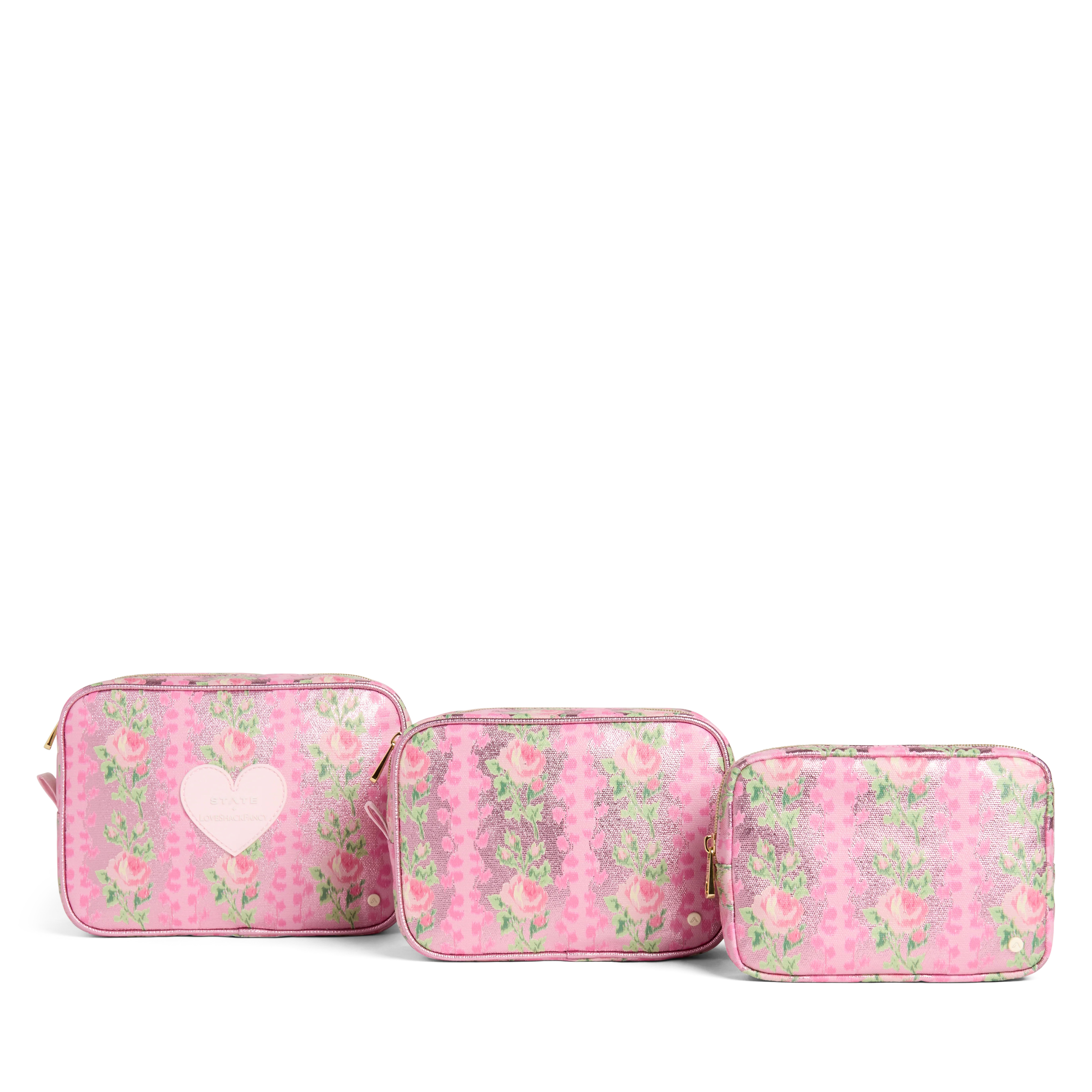 STATE Bags | STATE x LoveShackFancy Travel Pouch Set Metallic Blooming Heirloom | STATE Bags