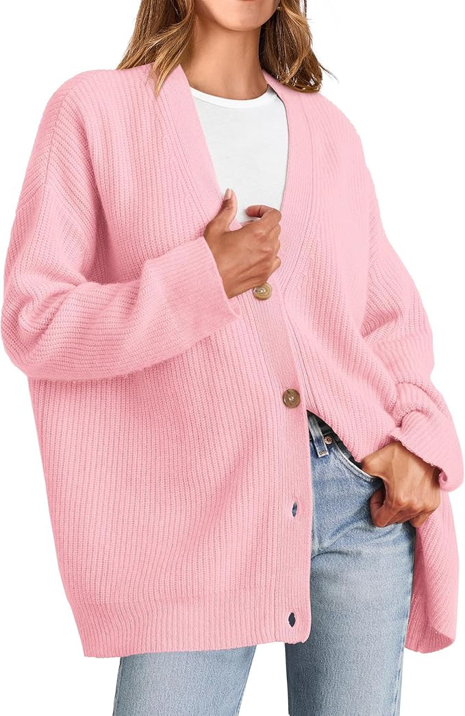 KIRUNDO Womens Cardigan 2024 Fall Fashion Oversized Open Front Button Lightweight Cardigans Casua... | Amazon (US)