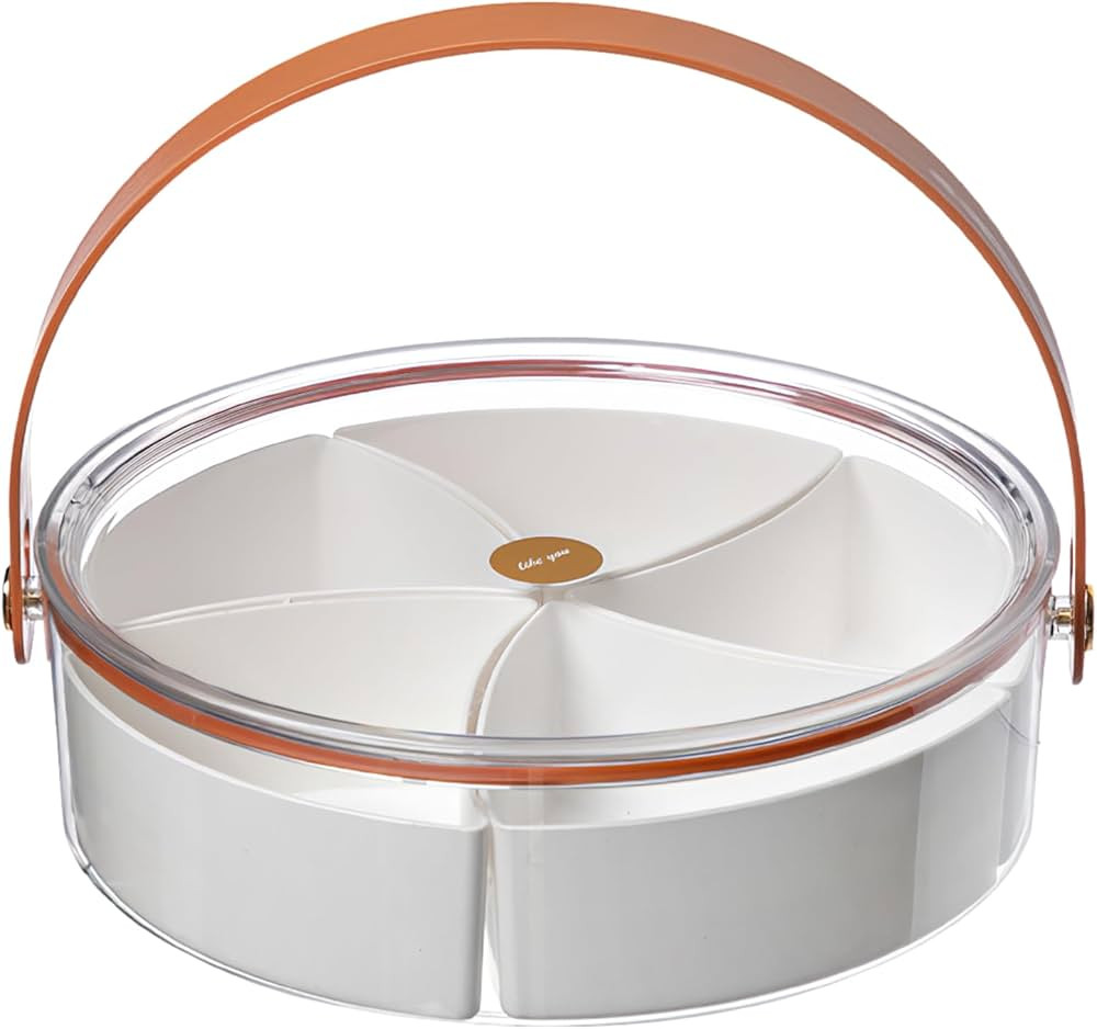 amokk Divided Serving Tray with Lid and Handle Snackle Box Charcuterie Container Portable Snack Plat | Amazon (US)