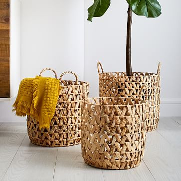 Open Weave Seagrass Zigzag Round Baskets | West Elm (US)