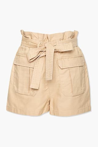 Forever 21 Paperbag High-Rise Shorts , Brown | Forever 21 (US)