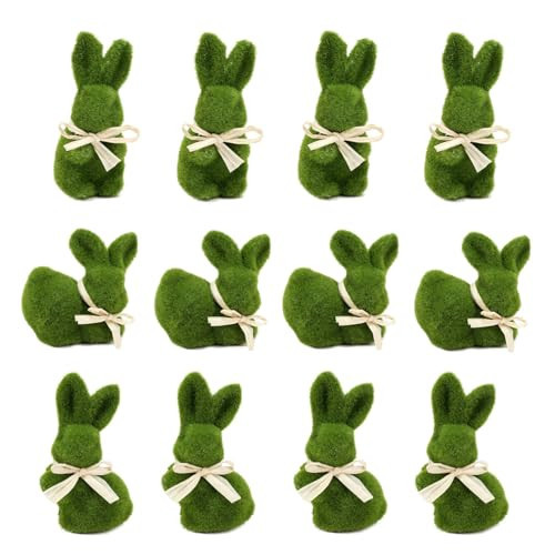 Nature Vibe 5 Inches Moss Easter Bunny Home Decor, Set of 12 Artificial Moss Rabbit for Easter Decorations,Cute Bunny Figurines as Spring Decor | Amazon (US)