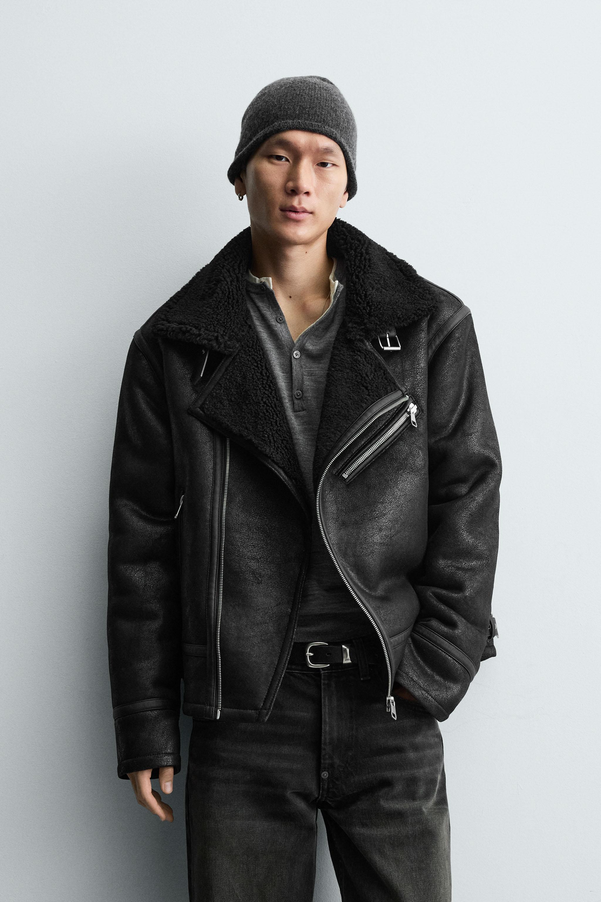 COMBINATION FAUX LEATHER JACKET | Zara US