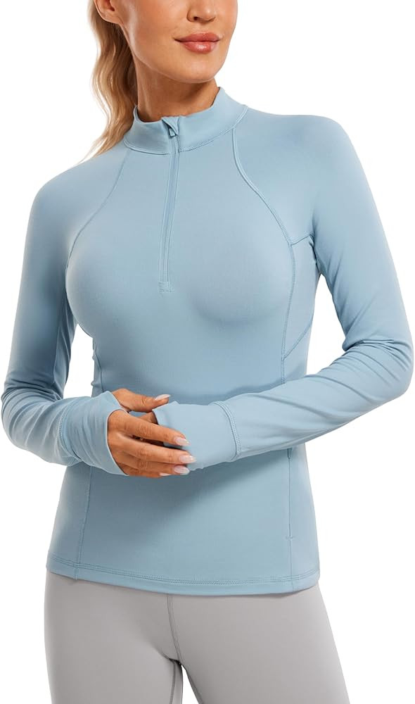 CRZ YOGA Womens Half Zip Long Sleeve Pullover Shirts Slim Fit Workout Yoga Athletic Tops with Thu... | Amazon (US)