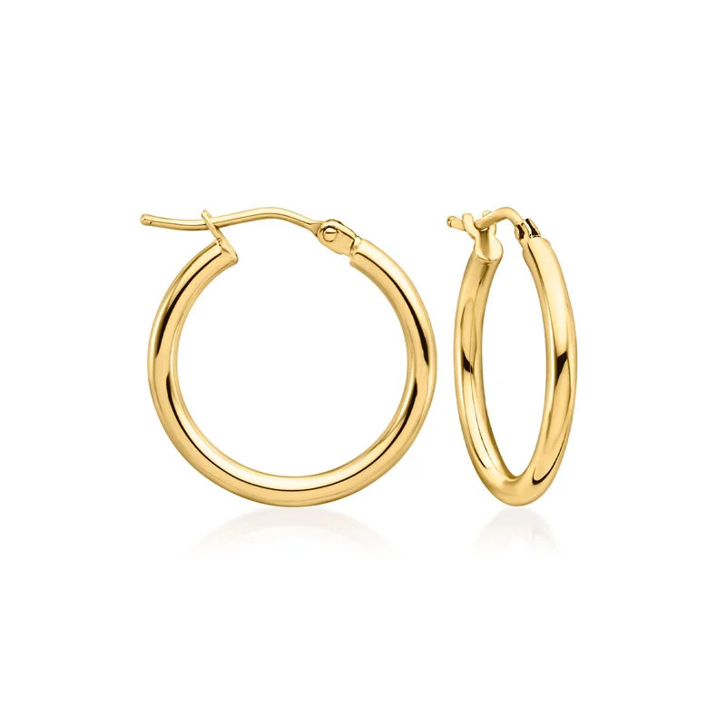 Italian 2mm 14kt Yellow Gold Hoop Earrings. 3/4" | Ross-Simons