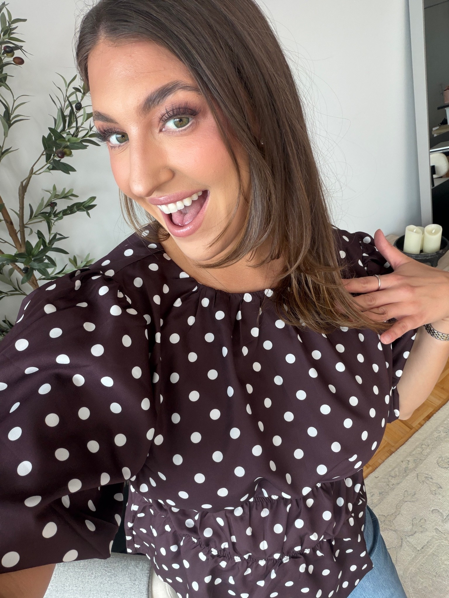 A little polka dot moment 🤎 This chocolate brown blouse is feminine, flattering, and so easy to dress up or down for fall!

fall outfit, polka dot blouse, chocolate brown top, feminine fall style, casual chic outfit, flattering blouse, fall fashion

#LTKNYFW #LTKootd #LTKMidsize