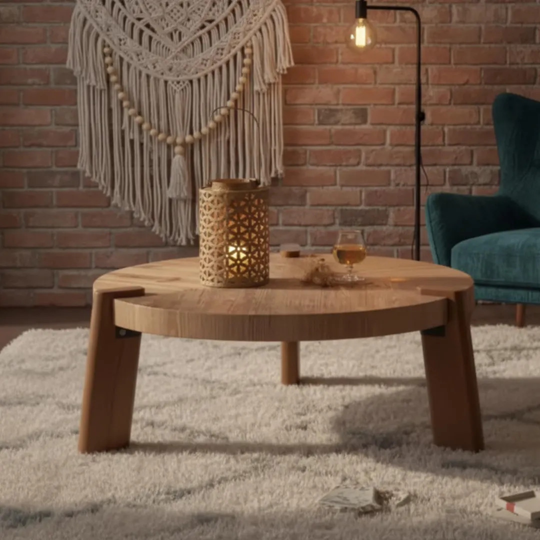 Handmade Japandi Round Coffee Table – Solid Wood Minimalist Design - Etsy | Etsy (US)