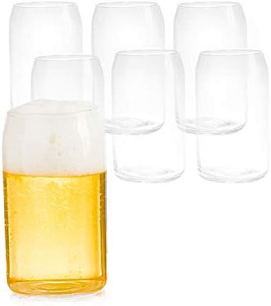 6 Beer Can Glass Cups, 16 oz Can Shaped Drinkware | Amazon (US)