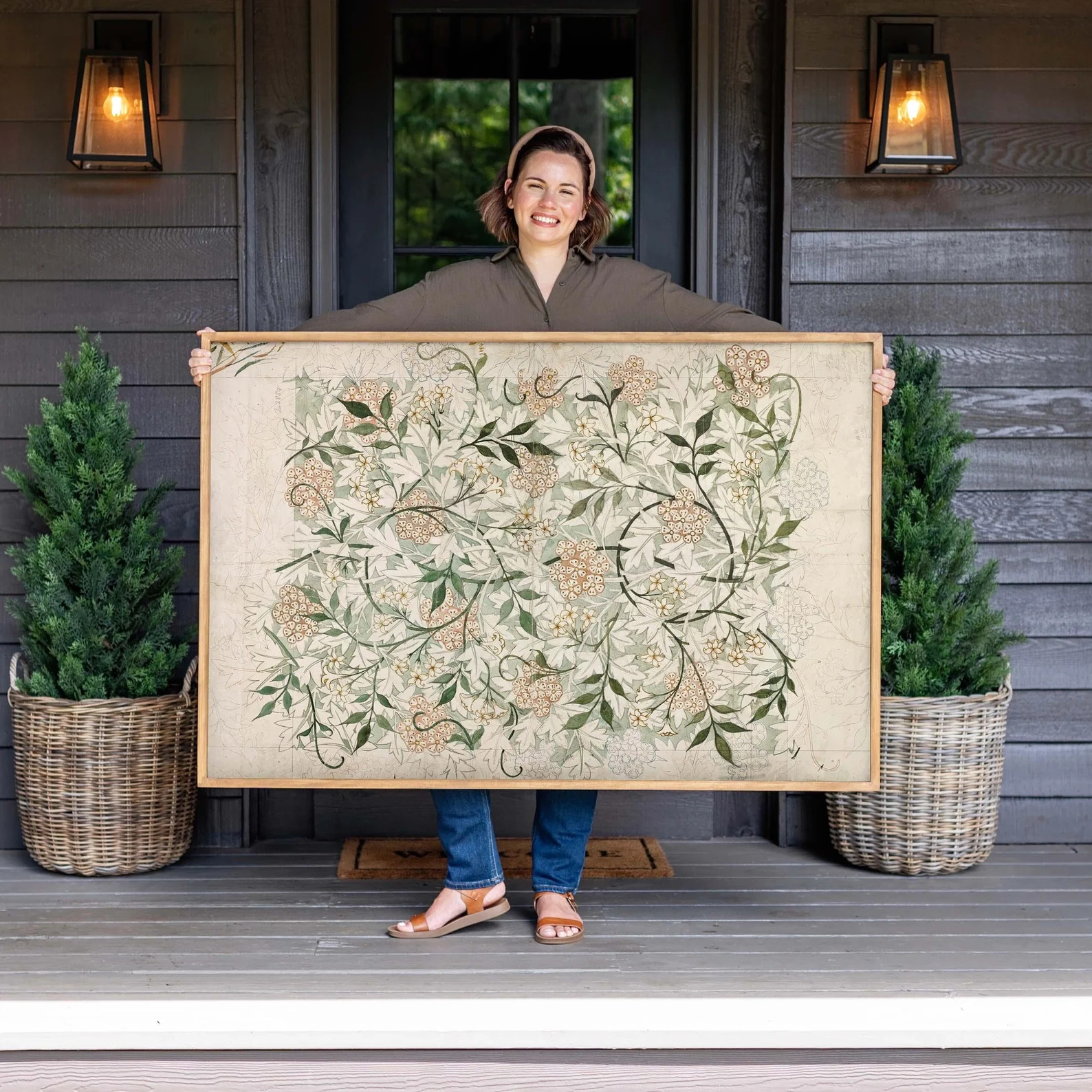 Botanical Textile Wall Art | William Morris Textile Canvas Print | Floral Wall Decor | Canvas Wal... | Etsy (US)