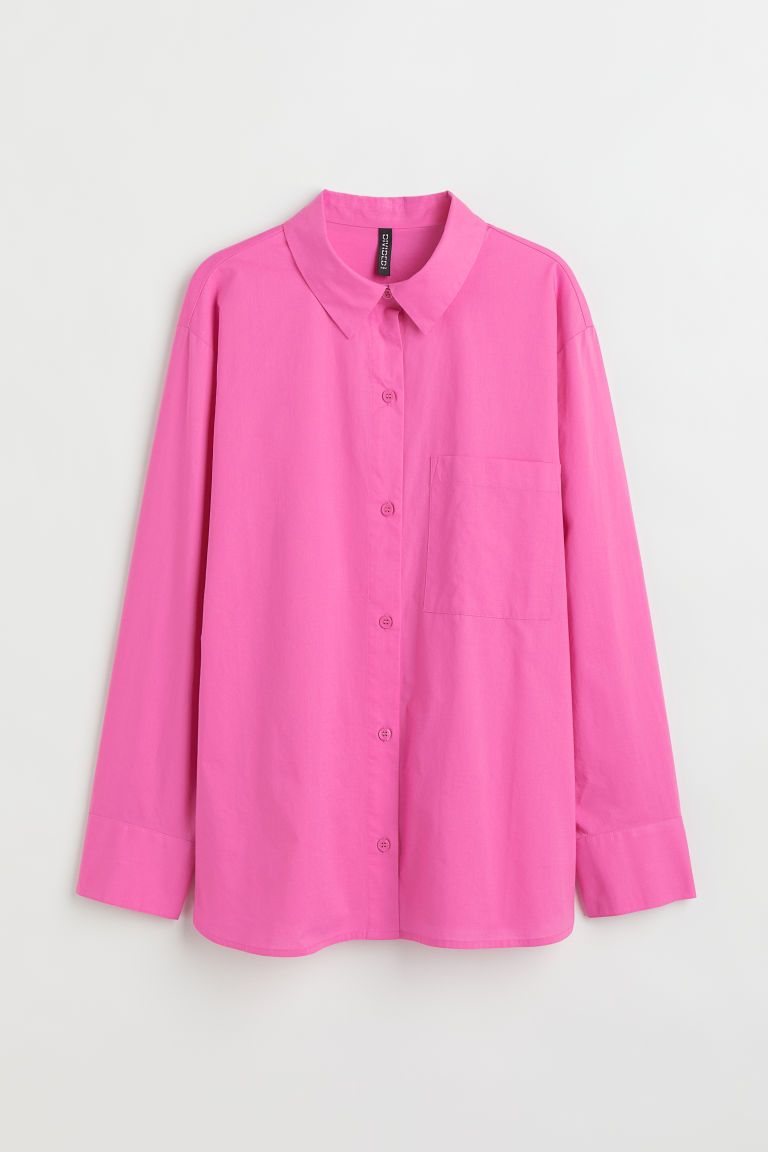 H & M - Oversized Cotton Shirt - Pink | H&M (US)