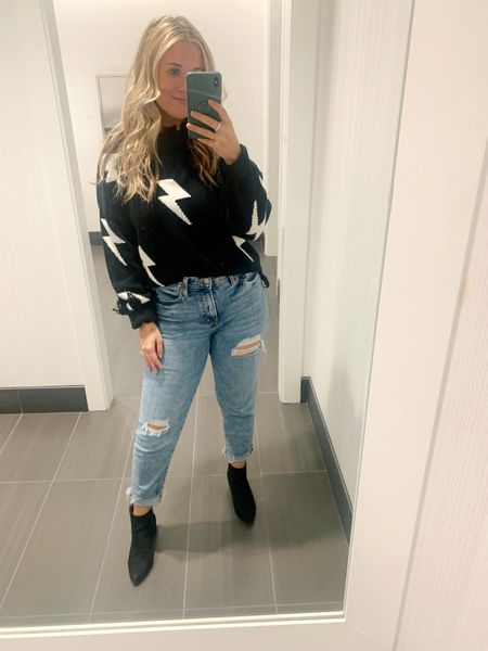 #CasualOfficeOutfit #ComfyWorkAttire #FallOfficeOutfit #DistressedSweater #Shein #OldNavyJeans #BlackBooties 

#LTKworkwear #LTKSeasonal #LTKunder50