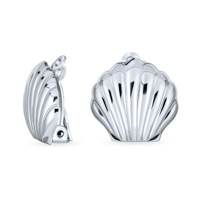 Bling Jewelry Nautical Seashell Clip-On Earrings .925 Sterling Silver Color - Silver | Target