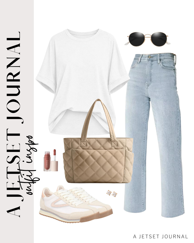 We love wearing a white top like this oversized ATHMILE T-shirt with jeans on errand days. Style it with TRETORN casual lace-up sneakers and a lightweight puffer tote bag. Add these trendy SOJOS polarized sunnies, too! 

 #LTKSeasonal #LTKSaleAlert #LTKTravel
