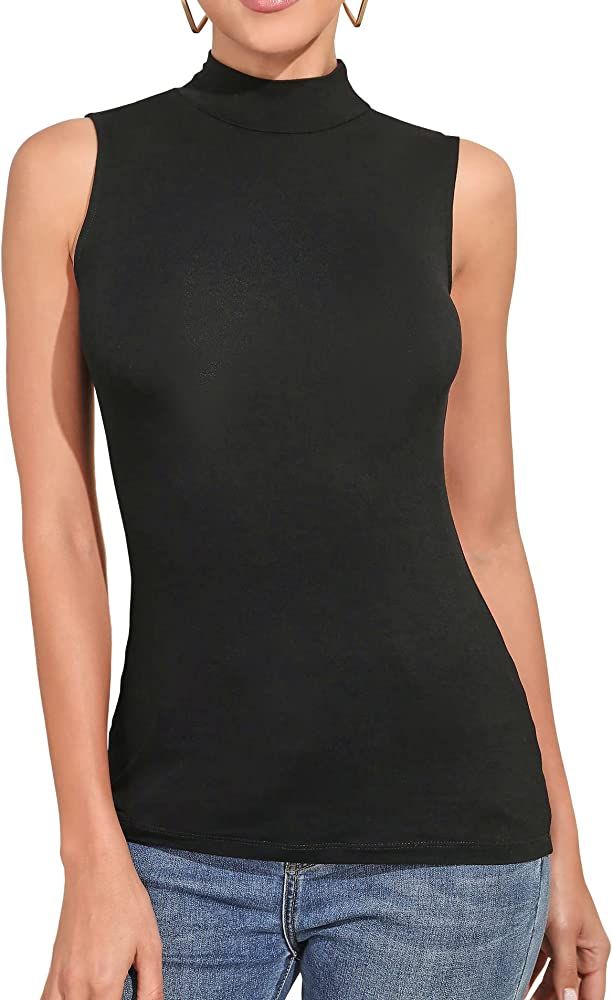 UNTYHOTS Women's Sleeveless Long Sleeves Mock Turtleneck Top Basic Stretch Fitting Pullover Light... | Amazon (US)