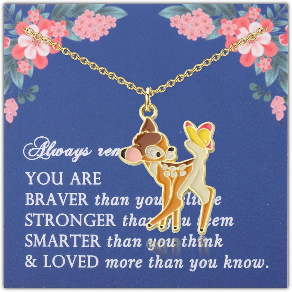 LQRI Lovers Women's Deer Pendant Necklace Cartoon Movie Style Gift Cartoon Merchandise | Amazon (US)