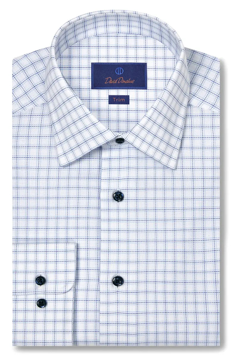 David Donahue Trim Fit Royal Oxford Check Dress Shirt | Nordstrom | Nordstrom