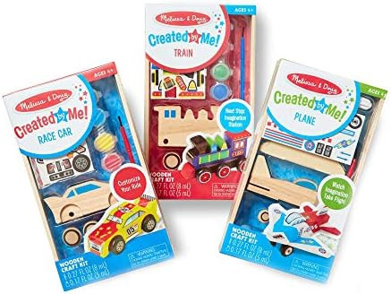 Melissa & Doug Decorate-Your-Own Wooden Craft Kits Set - Plane, Train, and Race Car | Amazon (US)