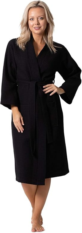 Turkish Linen Waffle Knit Lightweight Kimono Spa & Bath Robes for Women - Quick Dry - Soft | Amazon (US)