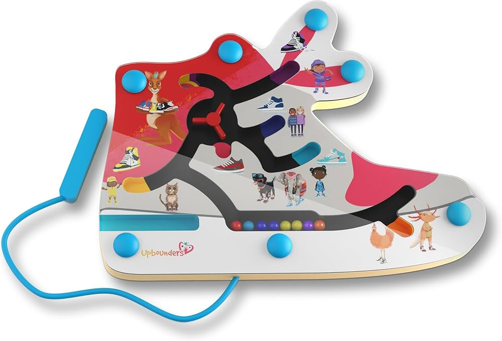 Montessori Wooden Busy Board Magnetic Maze Toy for Toddlers 18+ Months (My Clever Kicks Busy Boar... | Amazon (US)