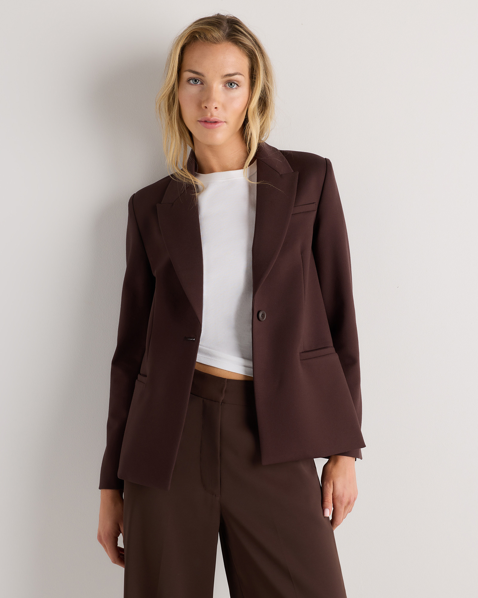 Quince | Women's Ultra-Stretch Ponte Single-Breasted Blazer in Charcoal, Size XL, Rayon | Quince