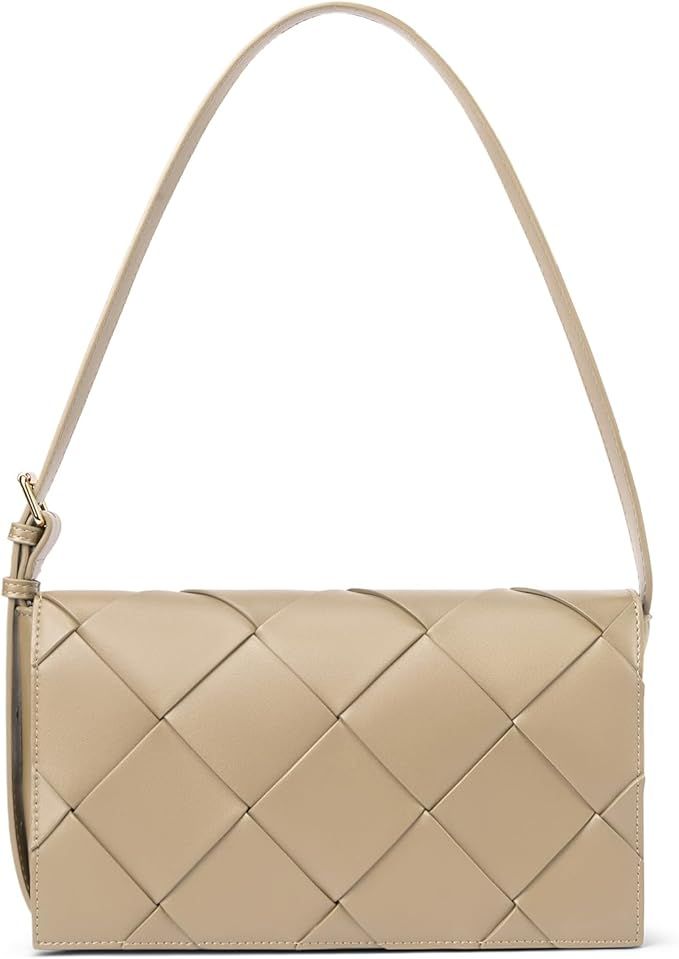 BOSTANTEN Woven Shoulder Bags for Women Trendy Small Crossbody Purse Leather Handbags | Amazon (US)