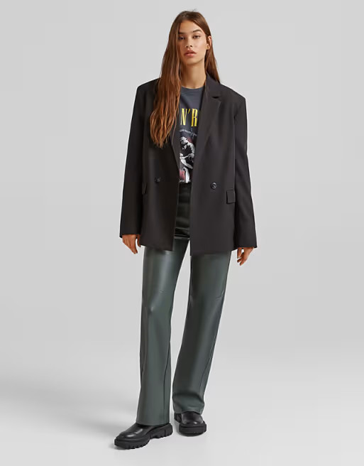 Bershka oversized blazer in black | ASOS | ASOS (Global)