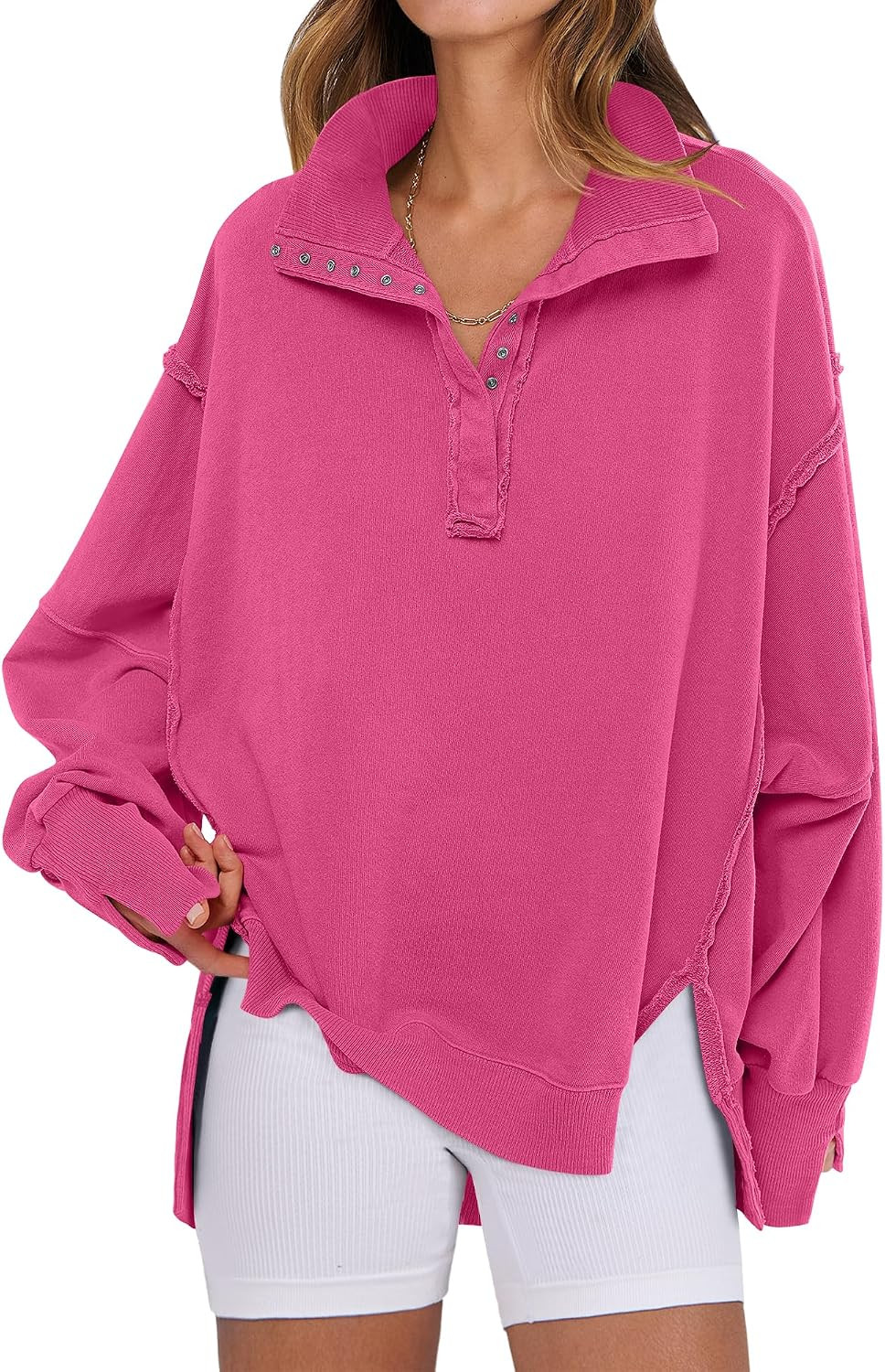 ANRABESS Sweatshirt for Women Oversized Henley Fall Outfits | Amazon (US)