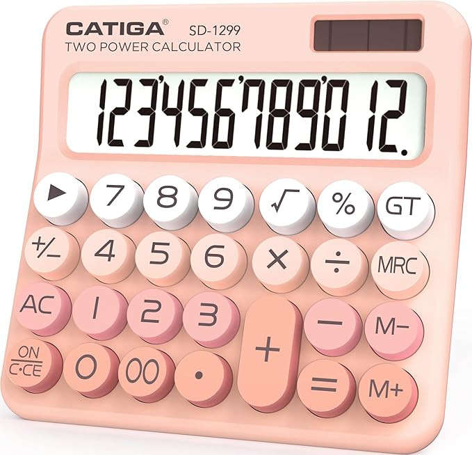 CATIGA Mechanical Switch Calculator with Solar and Battery Dual Power, 12-Digit Large LCD Display... | Amazon (US)