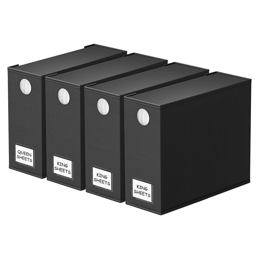 SpaceAid 4 Pack Bed Sheet Organizers and Storage, Foldable Sheet Organizer for Linen Closet, Shee... | Amazon (US)