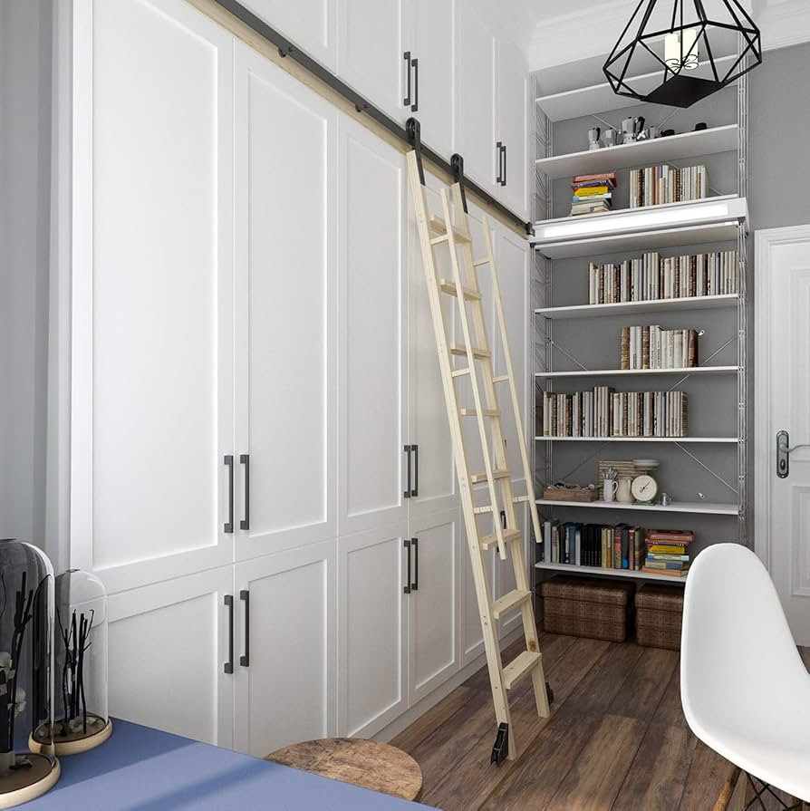 DIYHD Library Hardware Rustic Black Sliding Track, 6.6ft Ladder kit | Amazon (US)