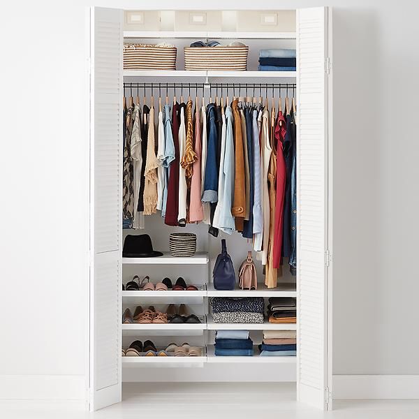 Elfa Décor 4' White Reach-In Clothes Closet | The Container Store