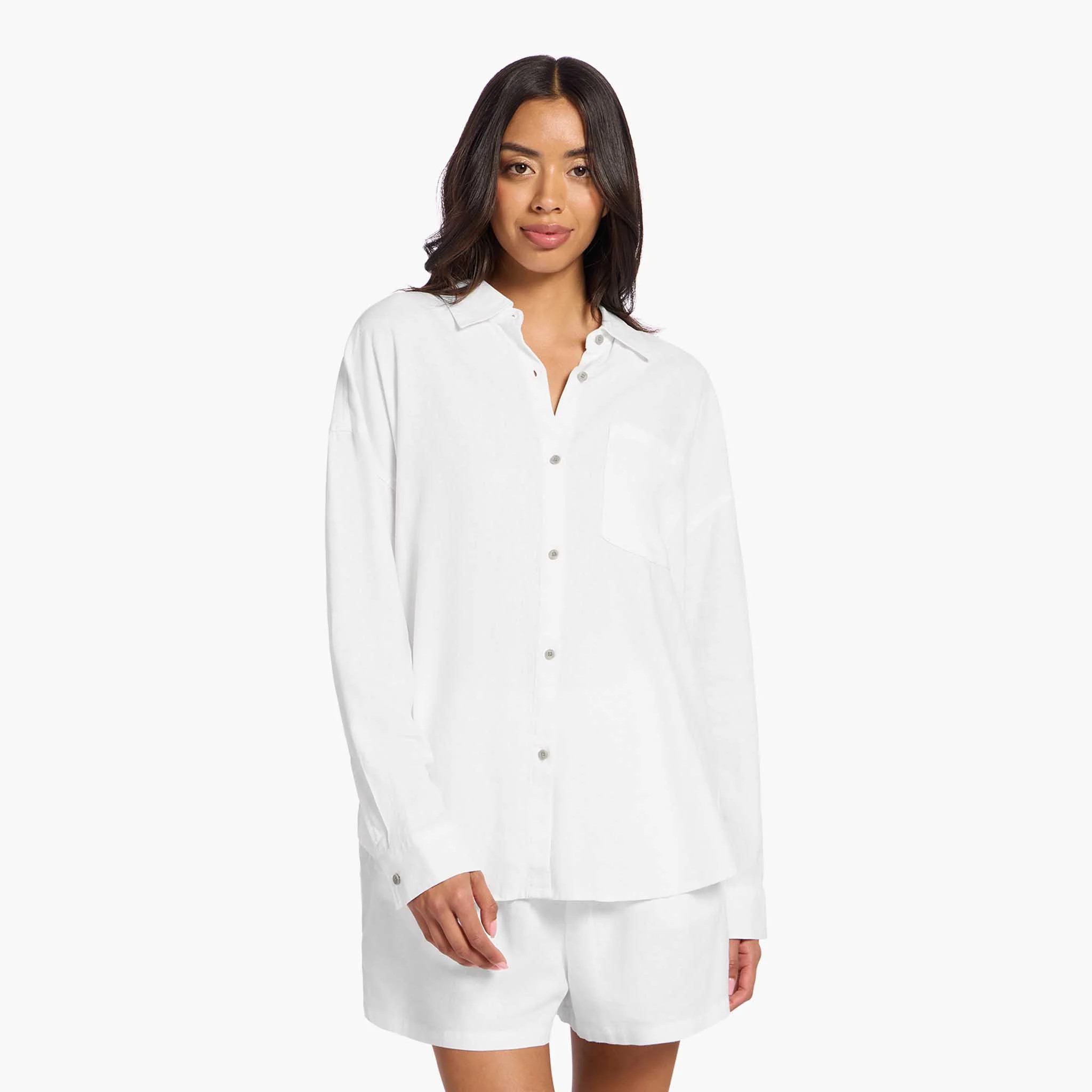 Linen Boyfriend Shirt | White | Nuuds US