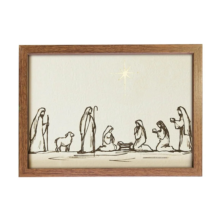 HaoXun Nativity Scene and Bethlehem Star Framed Wall Decor - Christmas Nativity Wall Art with Hol... | Walmart (US)