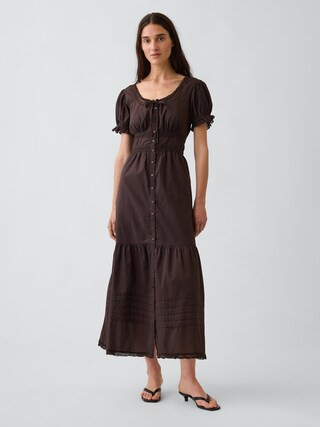 Scoop-Neck Lace-Trim Tiered Maxi Dress | Gap (US)