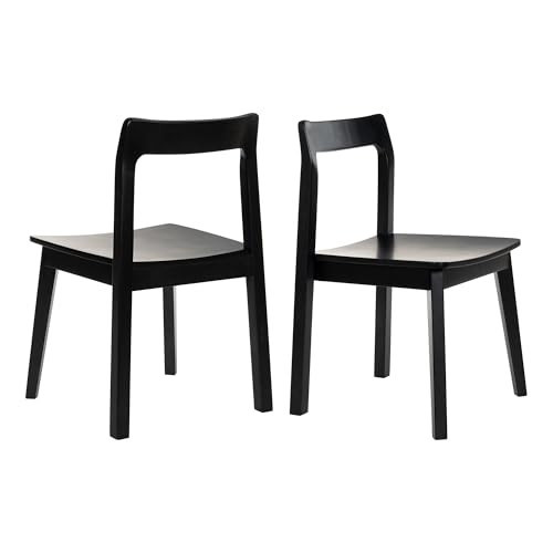 EYYTHUNG Wood Dining Chairs Set of 2, Farmhouse Kitchen Chairs Wooden Dining Room Chairs, Mid Century Modern Side Chair Armless Chairs for Living Room, Black | Amazon (US)