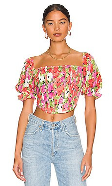 MORE TO COME Loraine Corset Top in Orange Floral from Revolve.com | Revolve Clothing (Global)