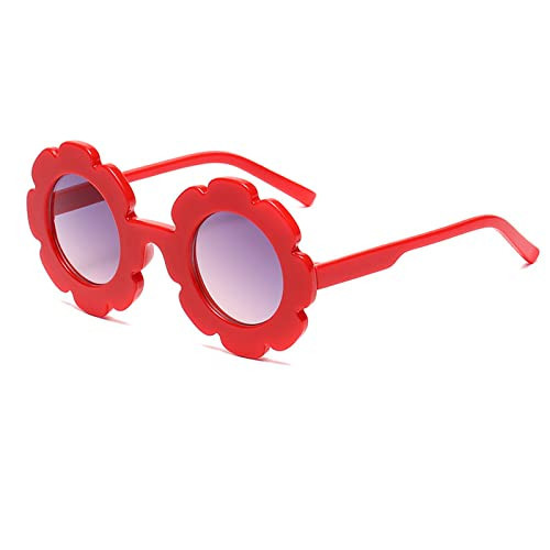 JieJieko Kids Round Flower Sunglasses Girl flower Shaped Sunglasses Cute Kids Eyewear for Pool Beach Outdoor Age 2-10 Years (1, Red) | Amazon (US)